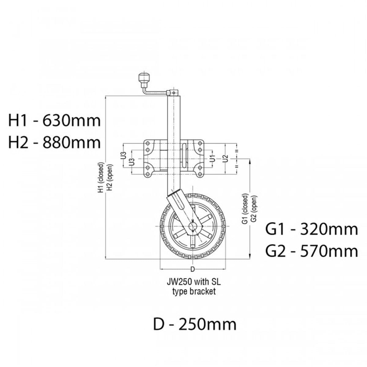 Alko 10-inch 623660XP3 Heavy-Duty Solid Tyre Jockey Wheel
