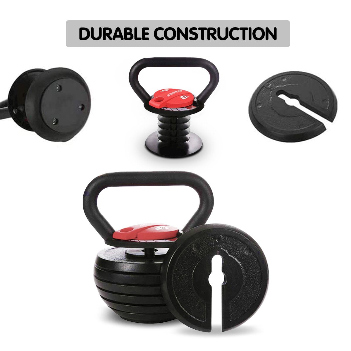 Free Weights: Powertrain Adjustable Kettle Bell Weights Dumbbell 18kg