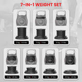 Free Weights: Powertrain Adjustable Kettlebell 20kg 7 in 1 Weight Selection Set w/Quick One Hand Adjustment Secure Locking System