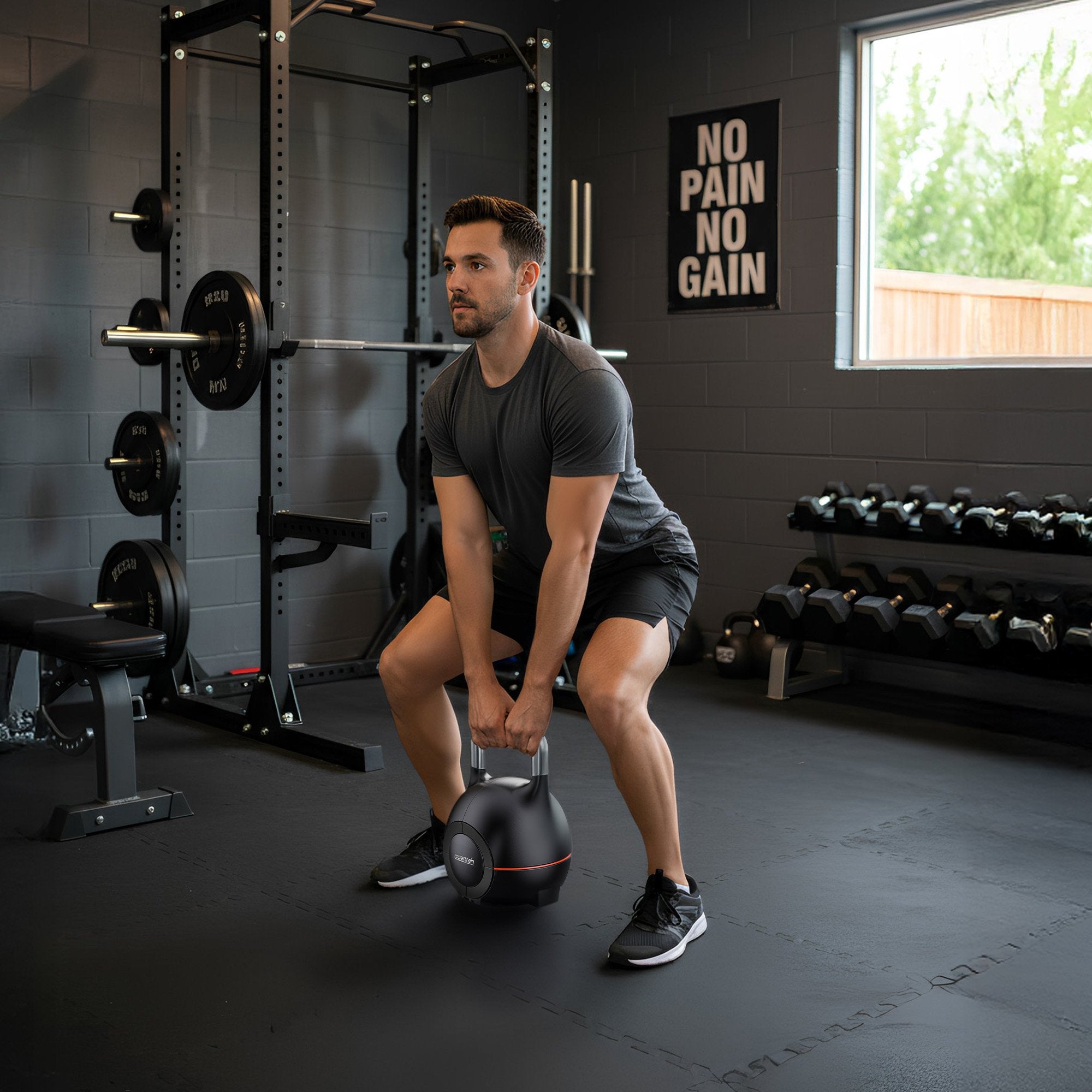 Free Weights: Powertrain Adjustable Kettlebell 20kg 7 in 1 Weight Selection Set w/Quick One Hand Adjustment Secure Locking System