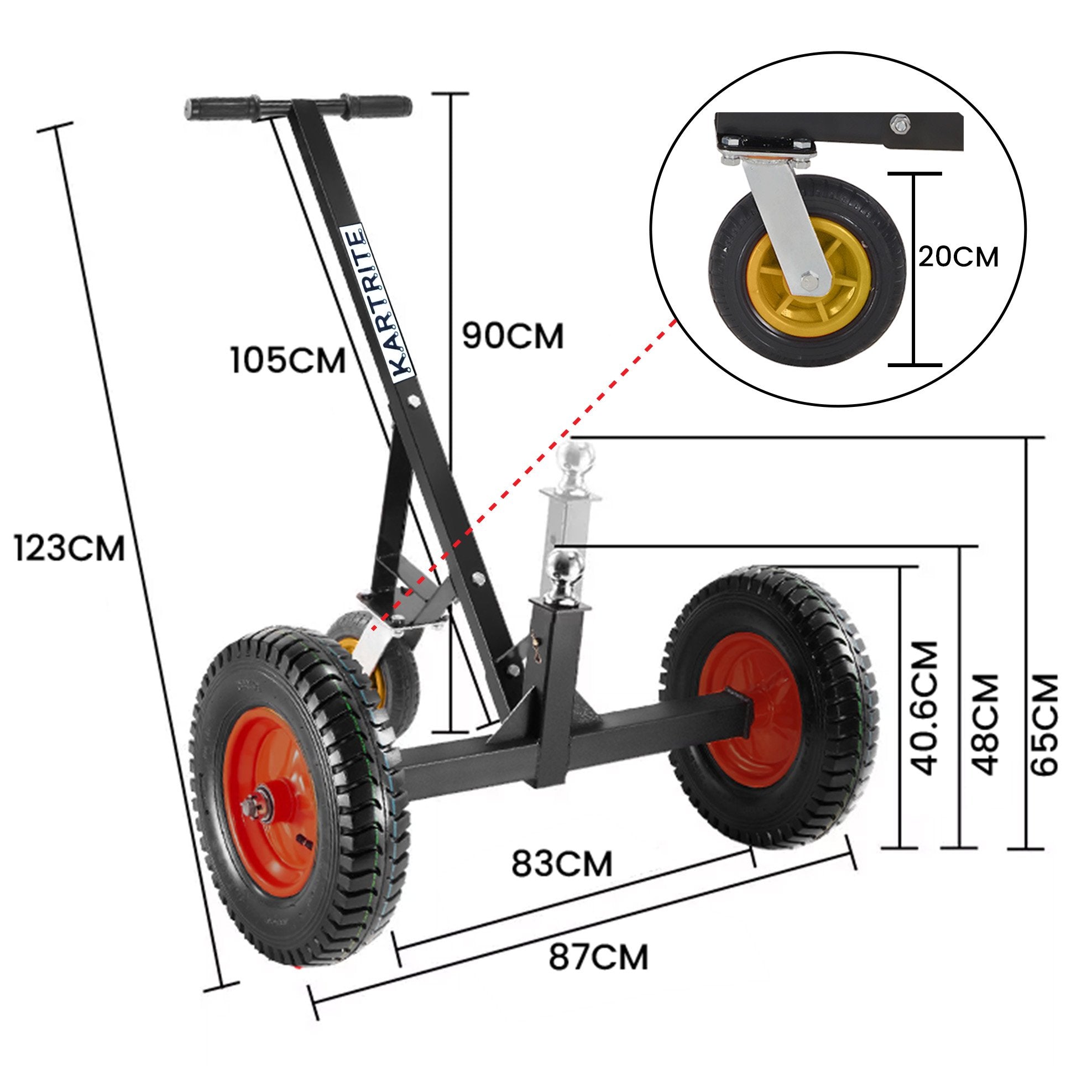 Caravan Accessories: Kartrite 3-Wheel Adjustable Trailer Dolly Heavy Duty Caravan Mover 1000 lbs Tongue Capacity Durable Transport Solution