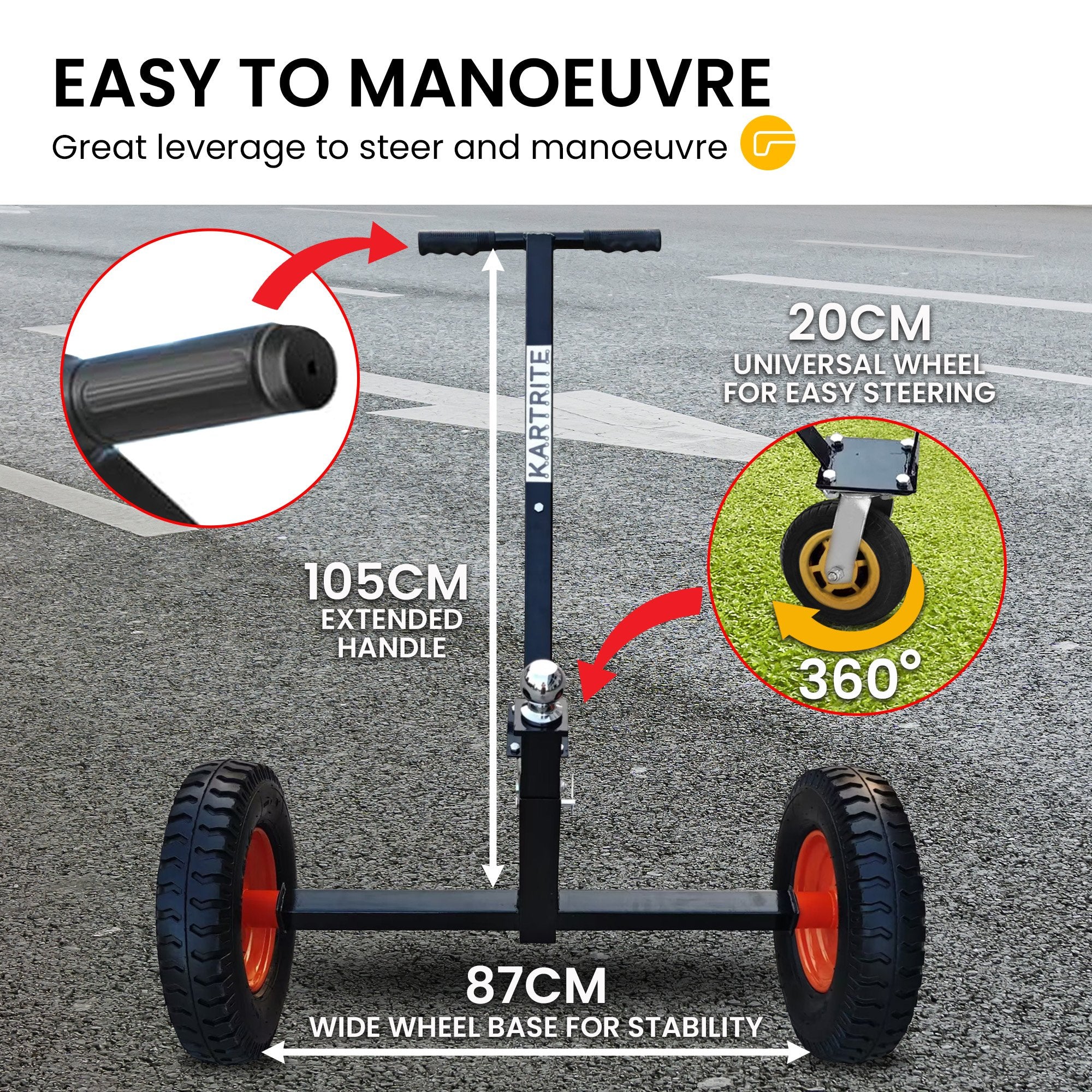Caravan Accessories: Kartrite 3-Wheel Adjustable Trailer Dolly Heavy Duty Caravan Mover 1000 lbs Tongue Capacity Durable Transport Solution