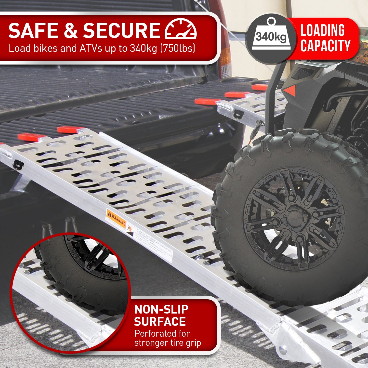 Automotive Loading Ramps: Rigg Aluminium ATV Loading Ramp Foldable - Silver