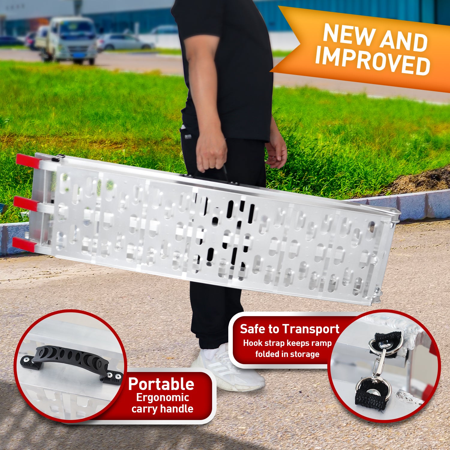 Automotive Loading Ramps: Rigg Aluminium ATV Loading Ramp Foldable - Silver