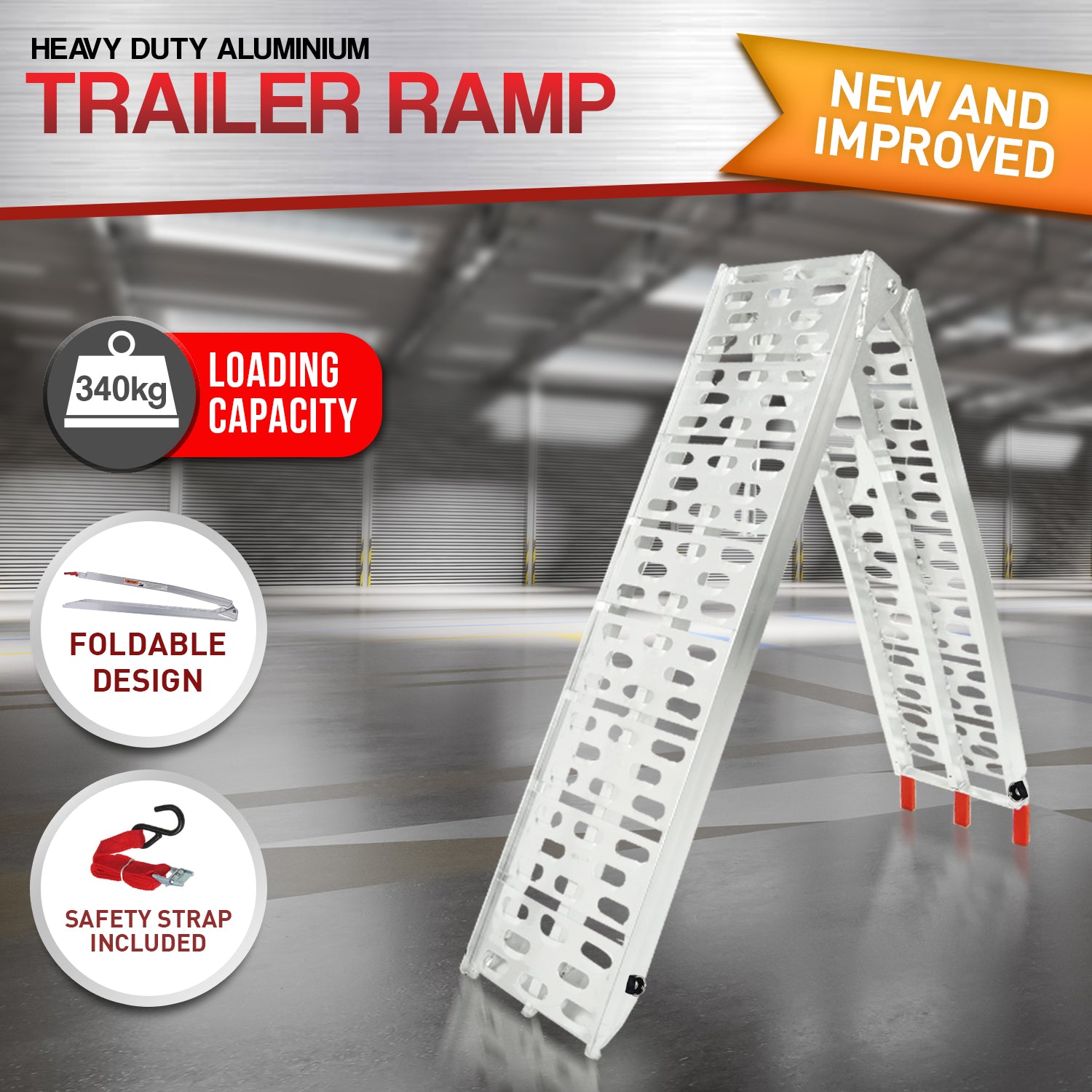 Automotive Loading Ramps: Rigg Aluminium ATV Loading Ramp Foldable - Silver