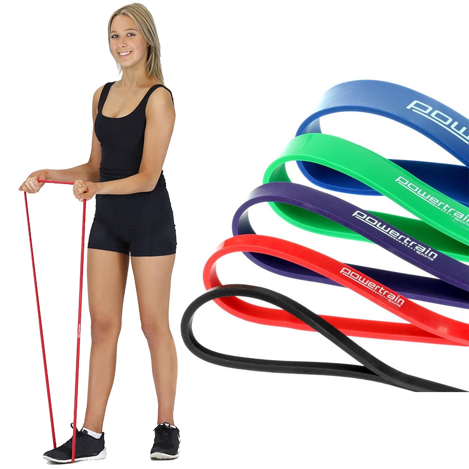 Exercise Bikes: Powertrain 5x Home Workout Resistance Bands Gym Exercise