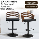 Table & Bar Stools: Sarantino Set Of 2 Bentwood Walnut Barstool Adjustable Height Swivel Footrest