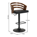 Table & Bar Stools: Sarantino Set Of 2 Bentwood Walnut Barstool Adjustable Height Swivel Footrest