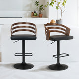 Table & Bar Stools: Sarantino Set Of 2 Bentwood Walnut Barstool Adjustable Height Swivel Footrest