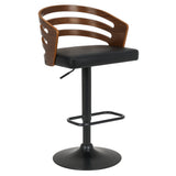 Table & Bar Stools: Sarantino Bentwood Walnut Barstool Leather Seat And Metal Base