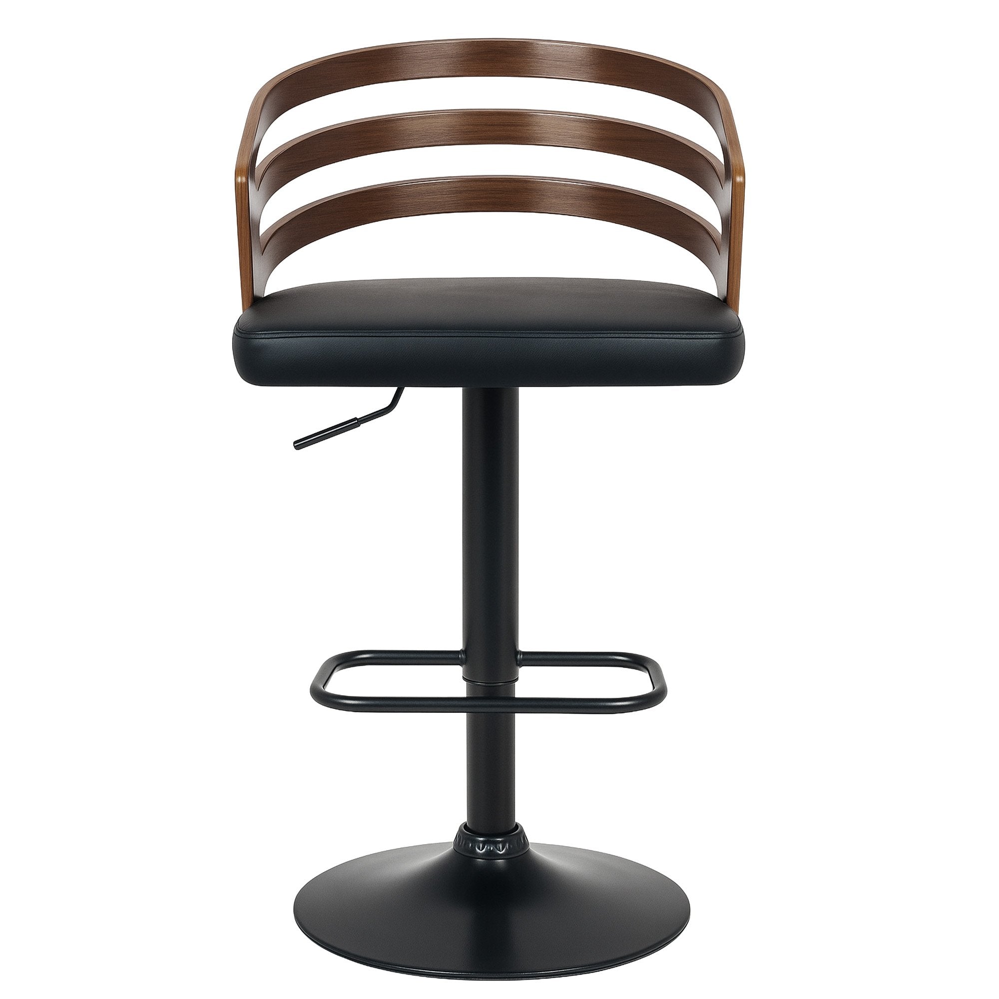 Table & Bar Stools: Sarantino Bentwood Walnut Barstool Leather Seat And Metal Base