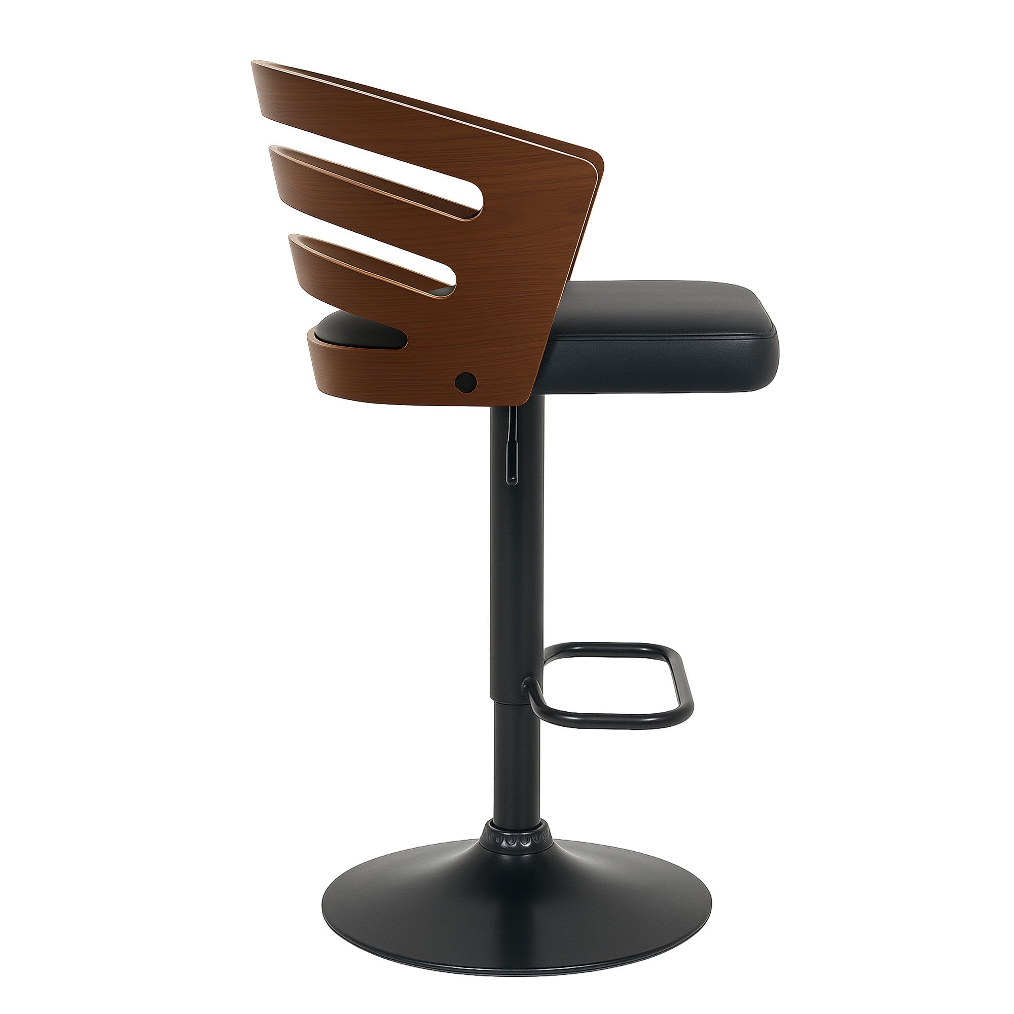 Table & Bar Stools: Sarantino Bentwood Walnut Barstool Leather Seat And Metal Base