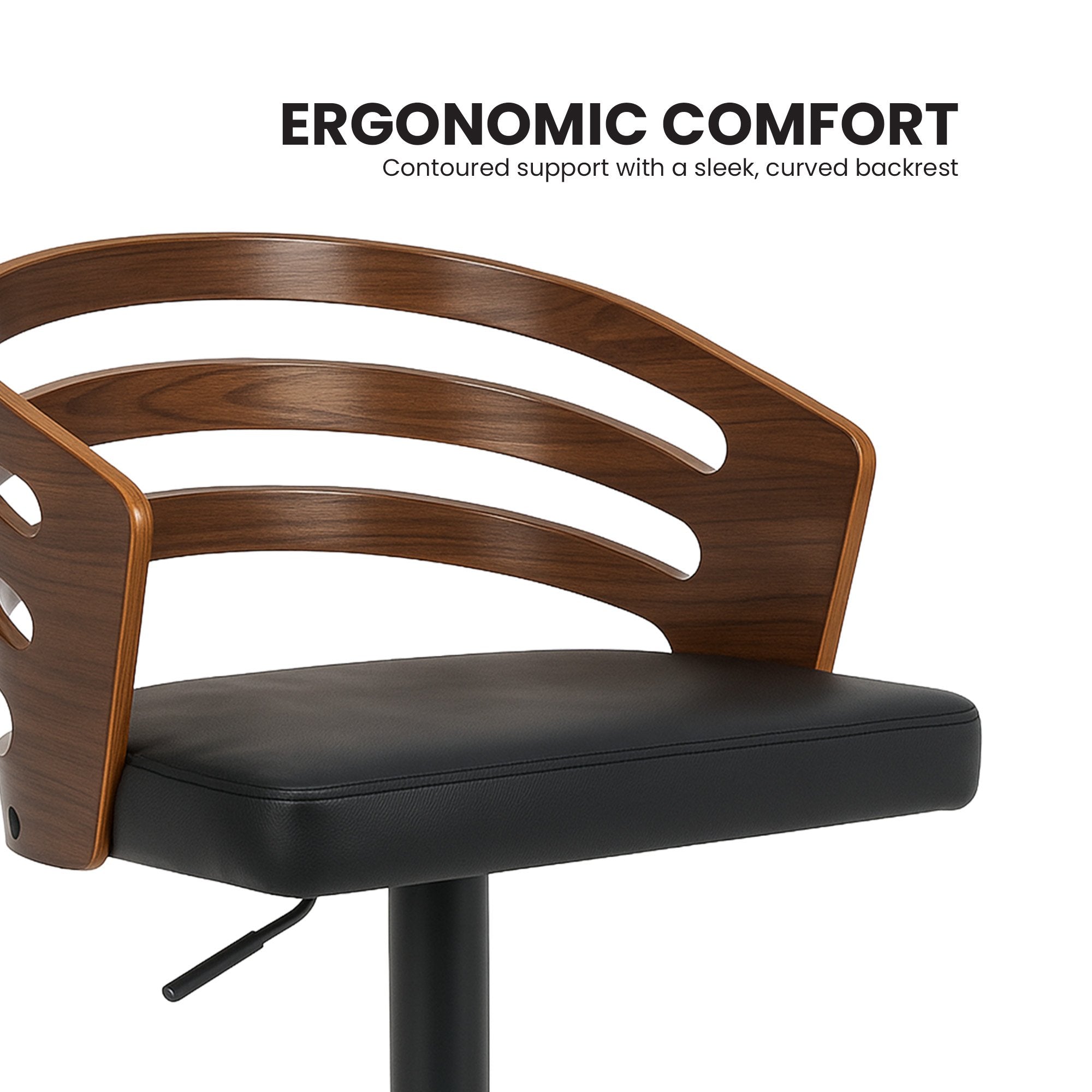 Table & Bar Stools: Sarantino Bentwood Walnut Barstool Leather Seat And Metal Base