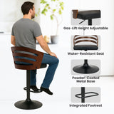 Table & Bar Stools: Sarantino Bentwood Walnut Barstool Leather Seat And Metal Base