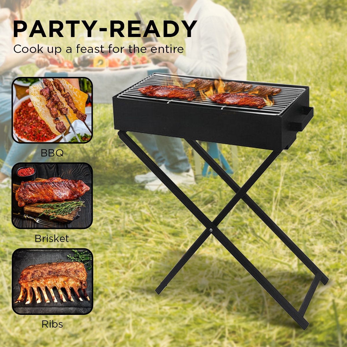 BBQ Tools: Wallaroo Charcoal BBQ Grill - Adjustable Height