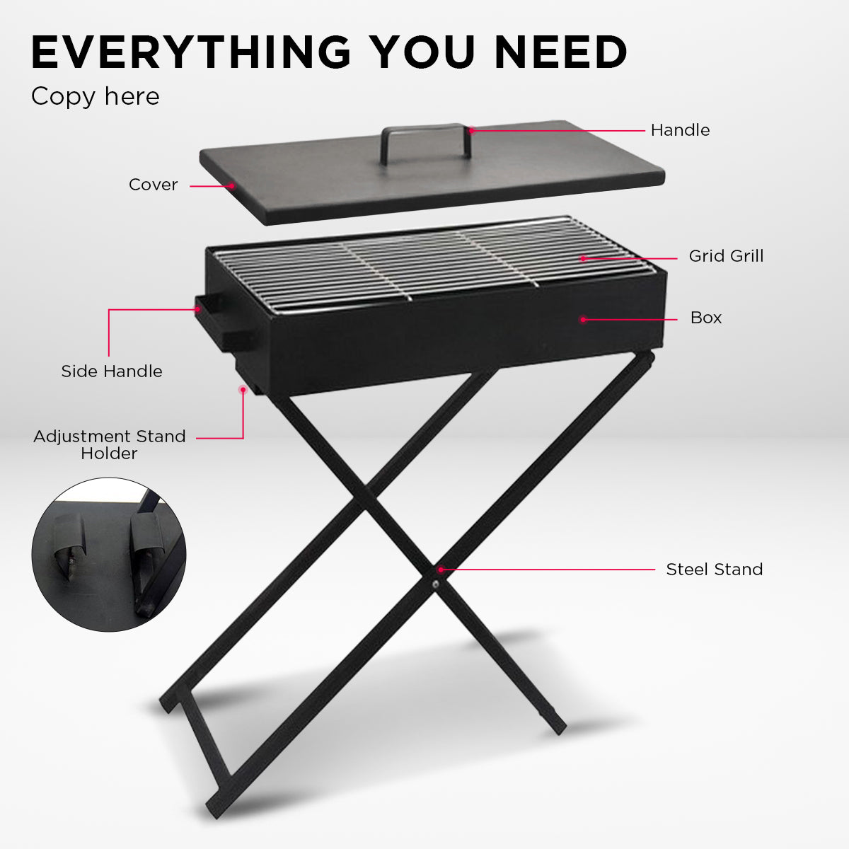 BBQ Tools: Wallaroo Charcoal BBQ Grill - Adjustable Height