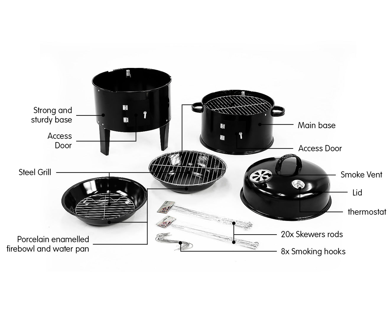 BBQ Tools: Wallaroo 3-in-1 Charcoal BBQ Smoker