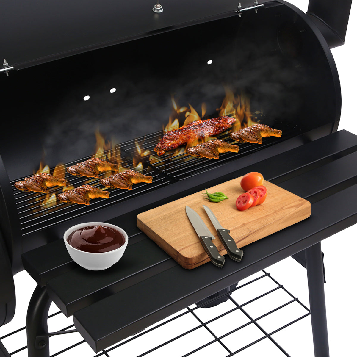 BBQ Tools: Wallaroo 2-in-1 Outdoor Barbecue Grill & Offset Smoker