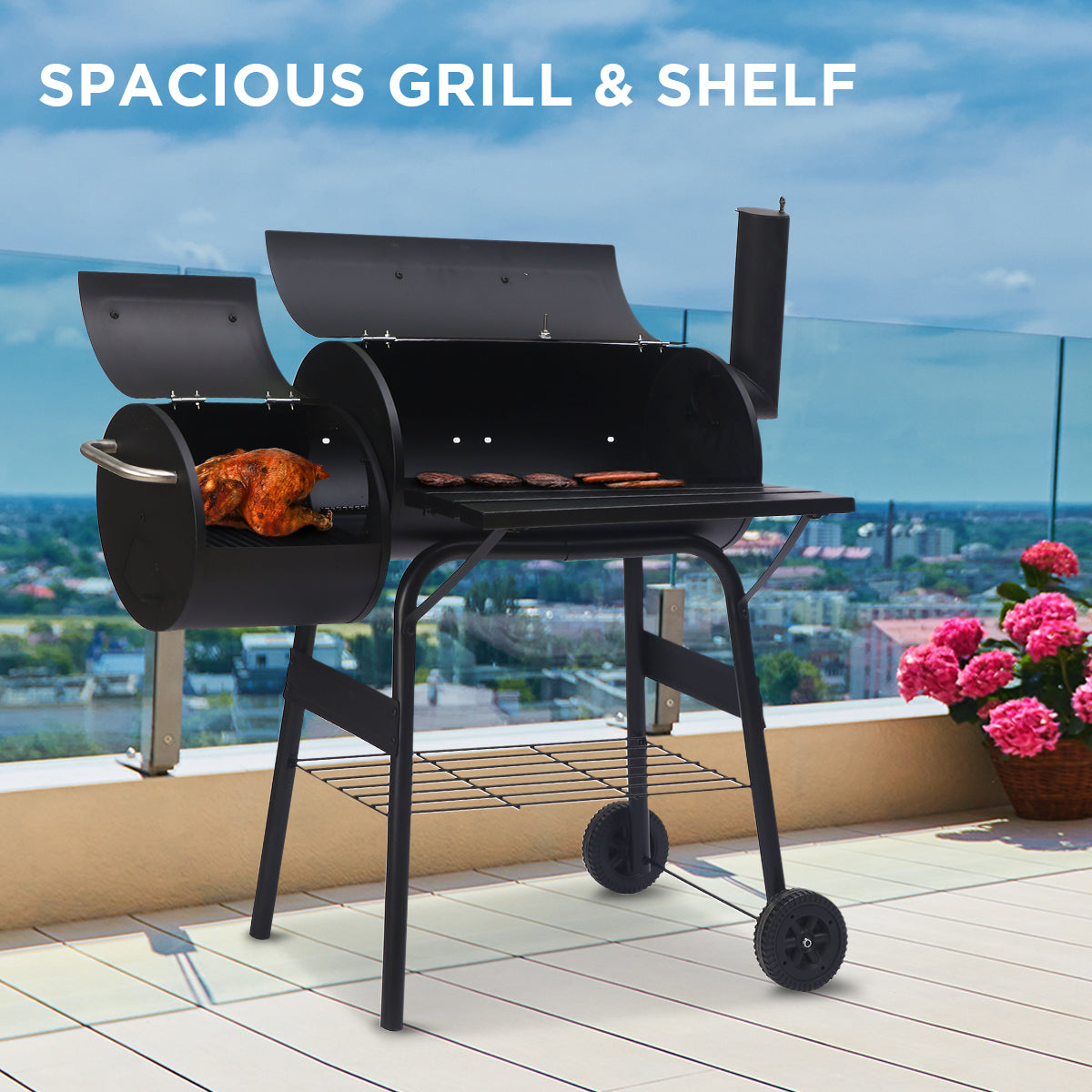 BBQ Tools: Wallaroo 2-in-1 Outdoor Barbecue Grill & Offset Smoker