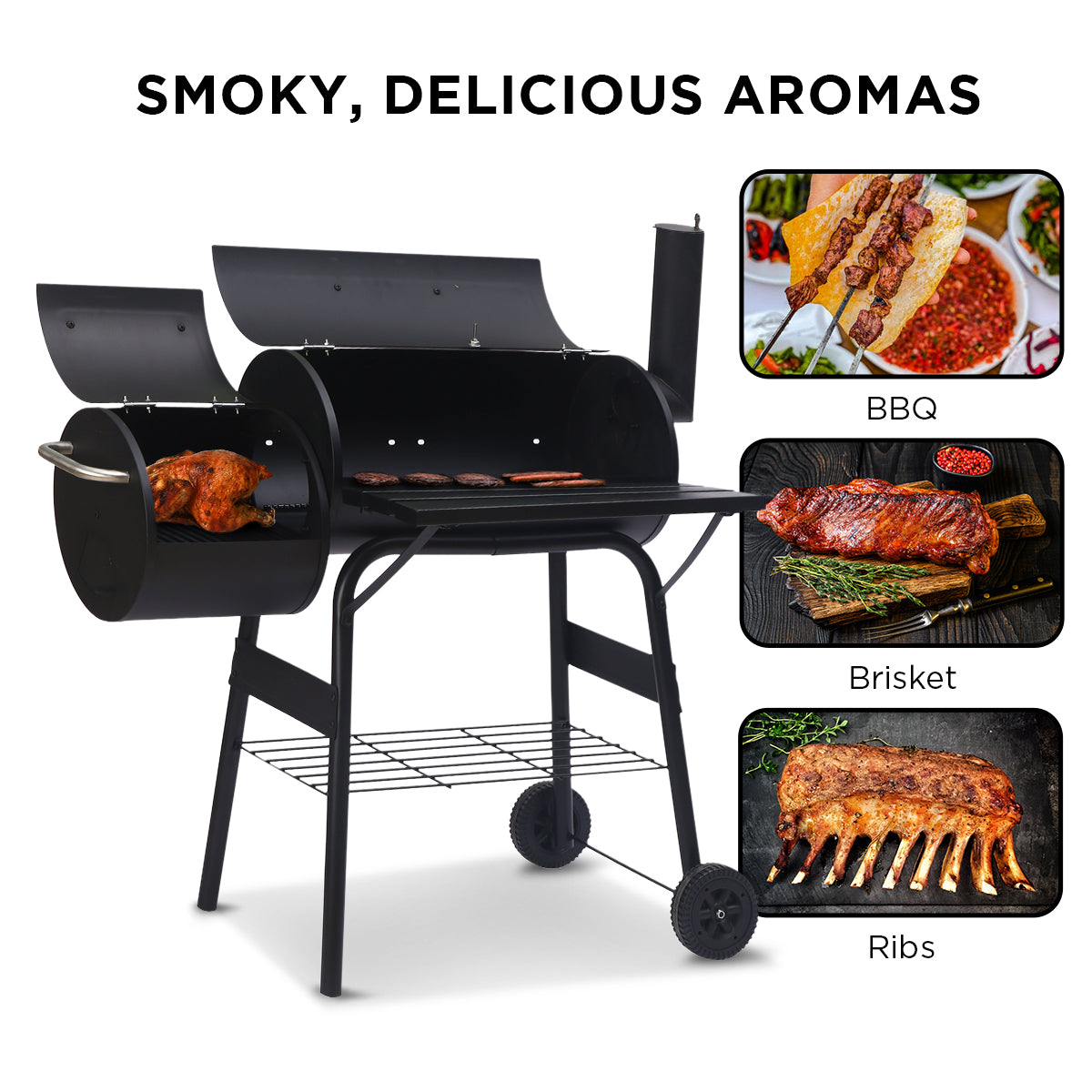 BBQ Tools: Wallaroo 2-in-1 Outdoor Barbecue Grill & Offset Smoker