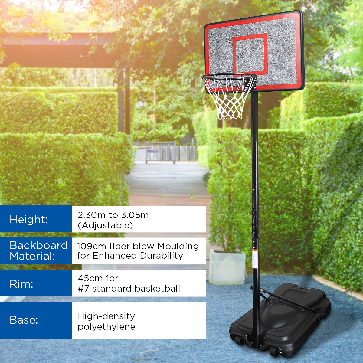 Basketball & Basketball Accessories: Kahuna Height-Adjustable Basketball Hoop Backboard Portable Stand