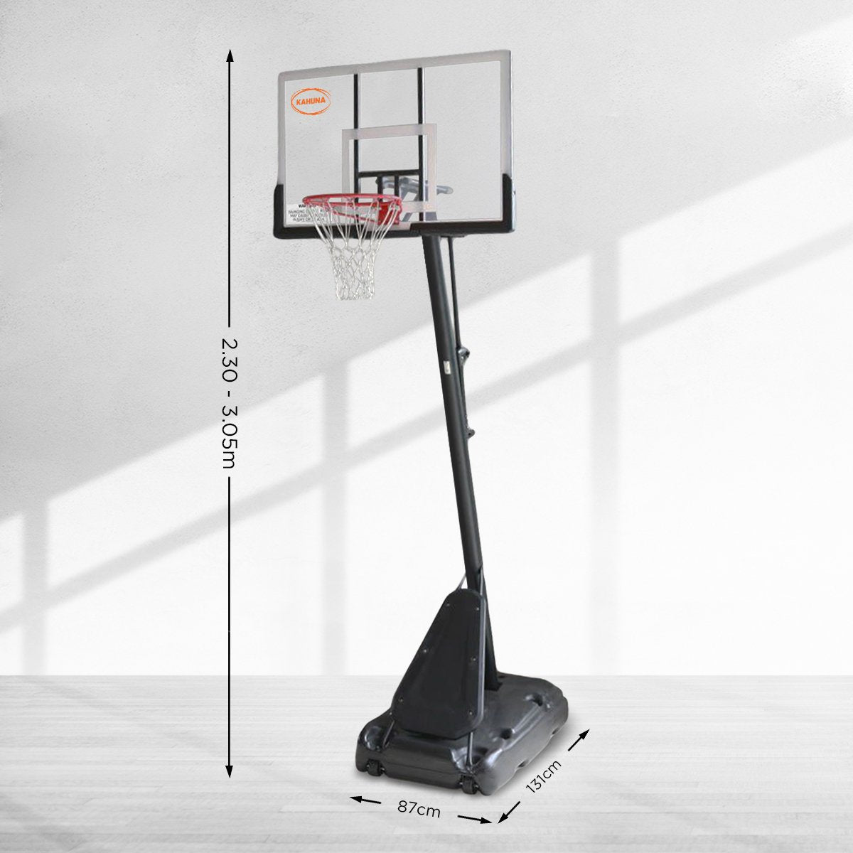 Basketball & Basketball Accessories: Kahuna Portable Basketball Hoop System 2.3 to 3.05m for Kids & Adults