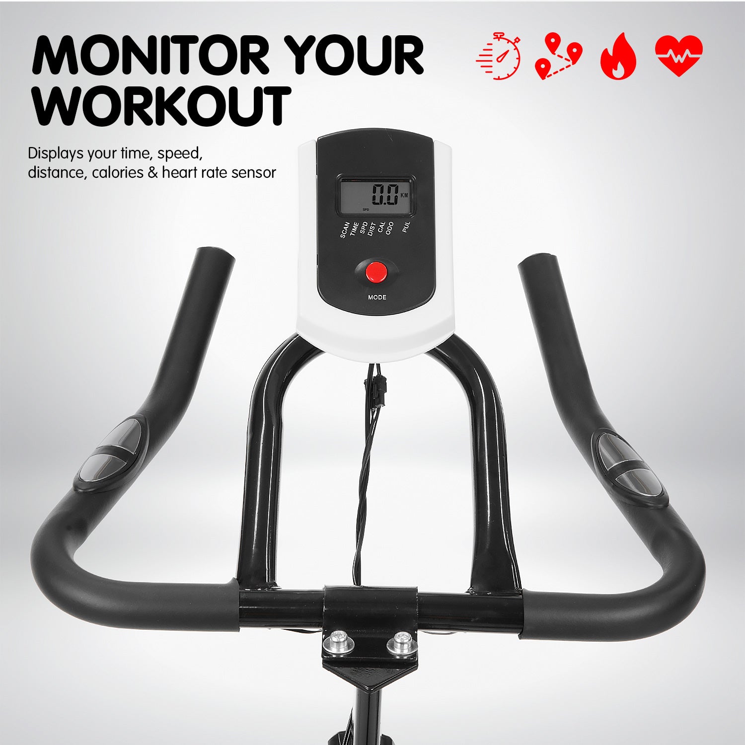 Exercise Bikes: Powertrain Home Gym Flywheel Exercise Spin Bike - Black