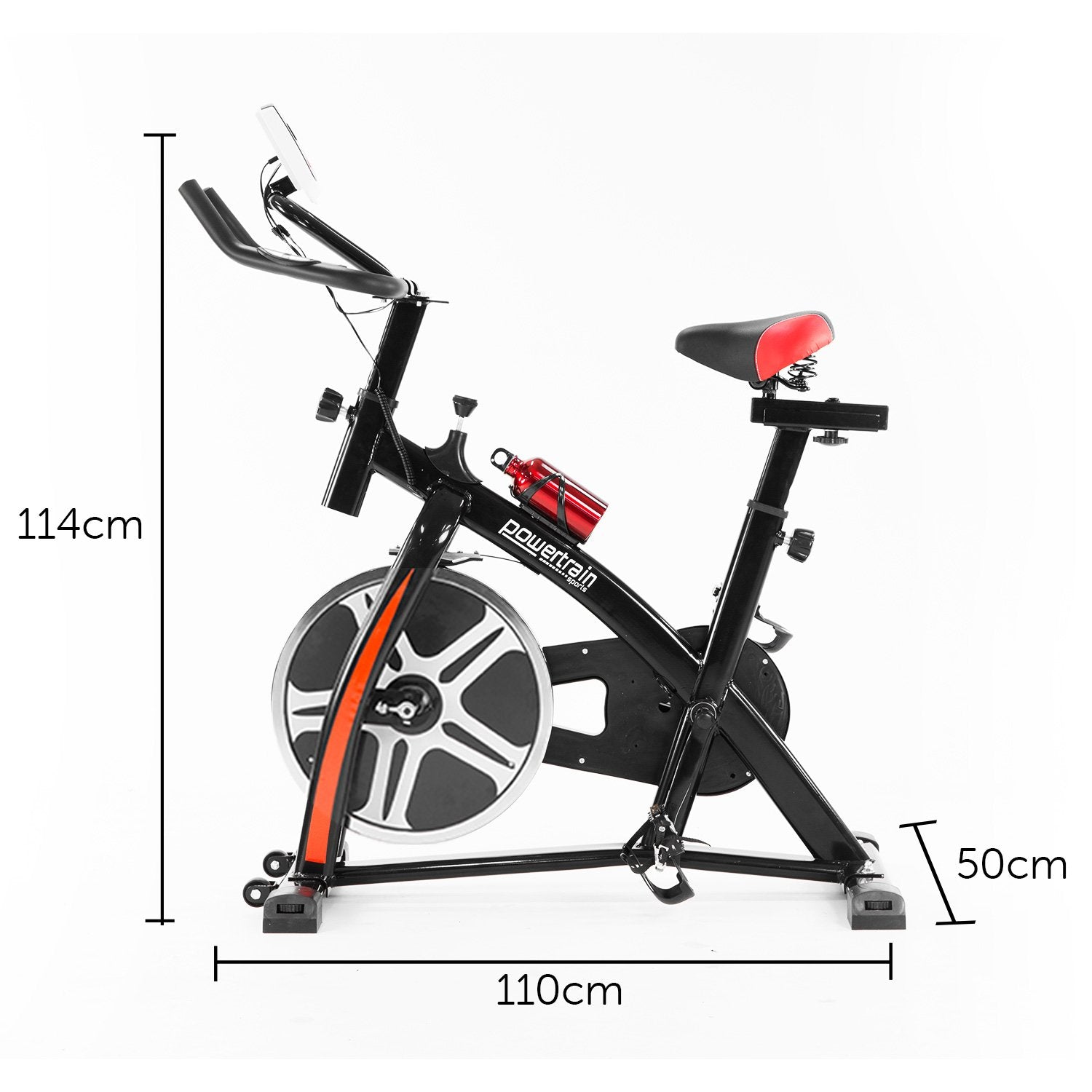 Exercise Bikes: Powertrain Home Gym Flywheel Exercise Spin Bike - Black