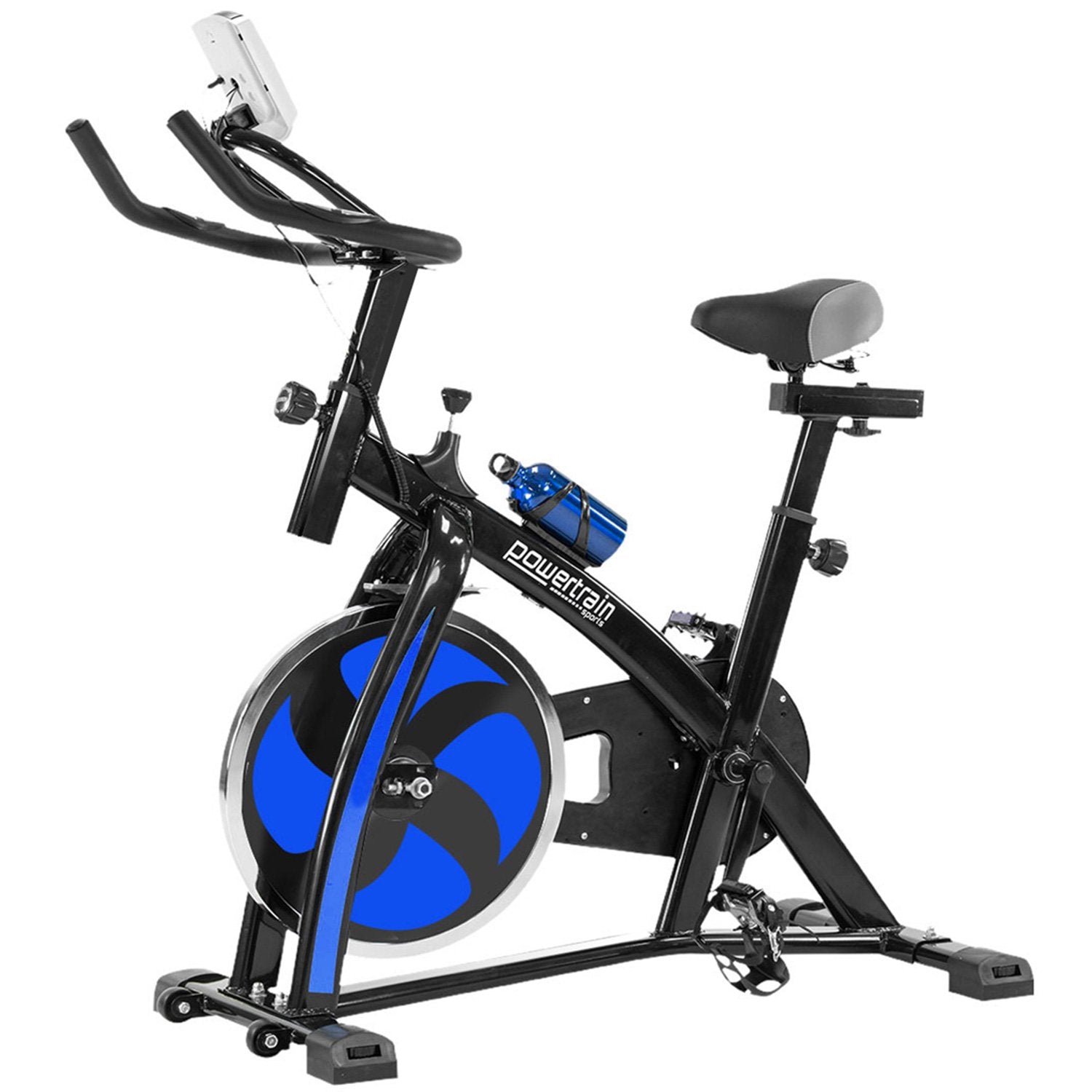 Exercise Bikes: Powertrain Home Gym Flywheel Exercise Spin Bike - Blue