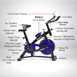 Exercise Bikes: Powertrain Home Gym Flywheel Exercise Spin Bike - Blue
