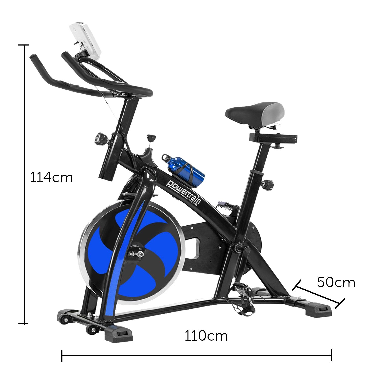 Exercise Bikes: Powertrain Home Gym Flywheel Exercise Spin Bike - Blue