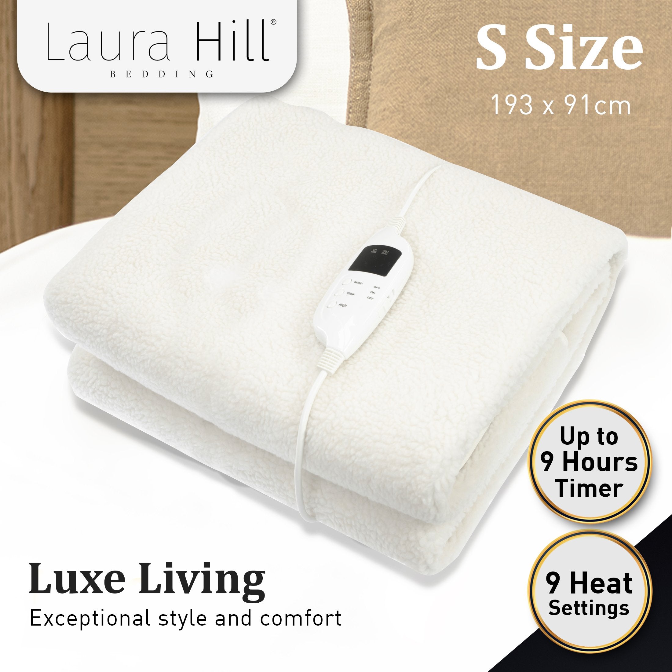 Laura Hill Single Electric Heated Underlay Blanket Fleecy Fabric with Timer