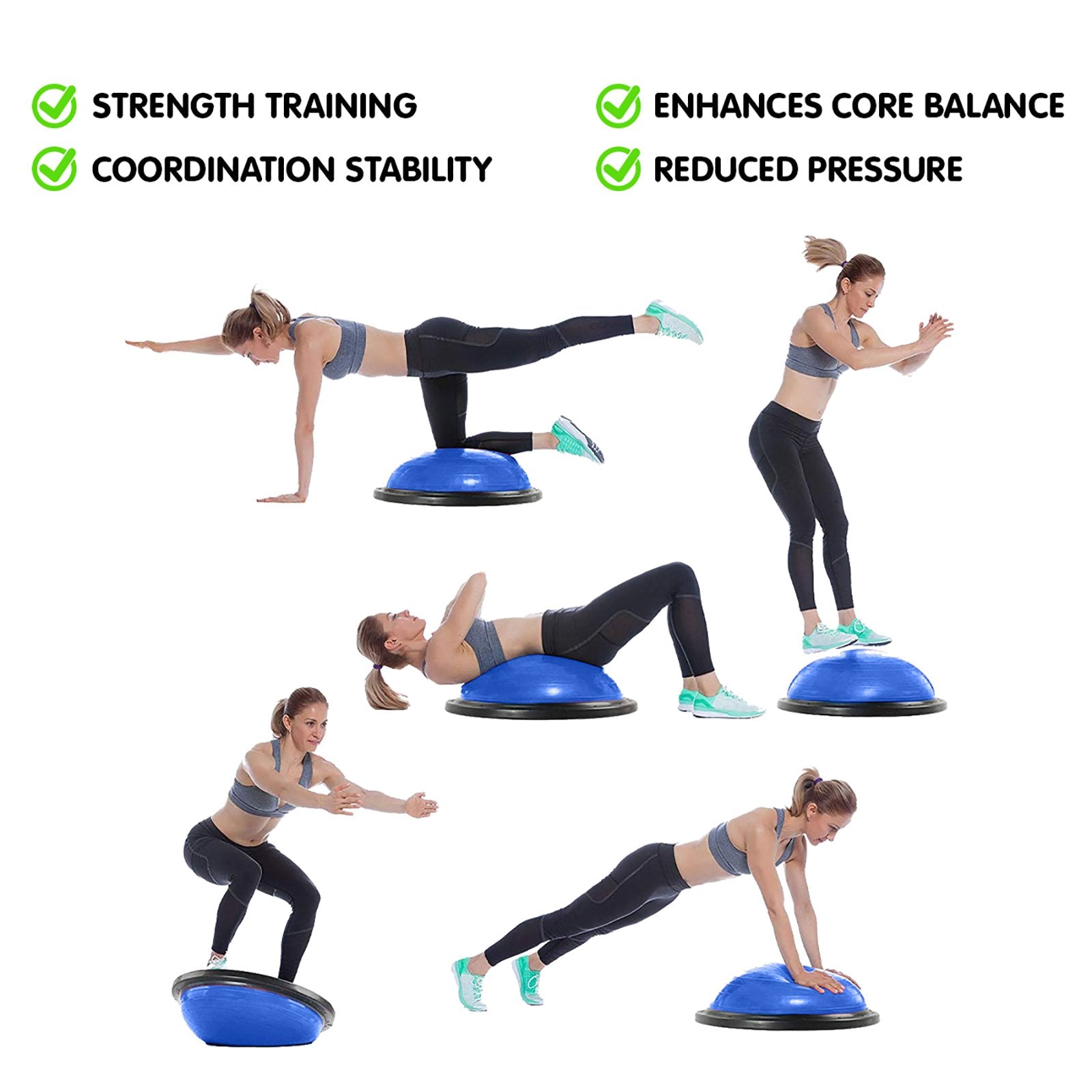 Exercise Bikes: Powertrain Fitness Yoga Ball Home Gym Workout Balance Trainer Blue