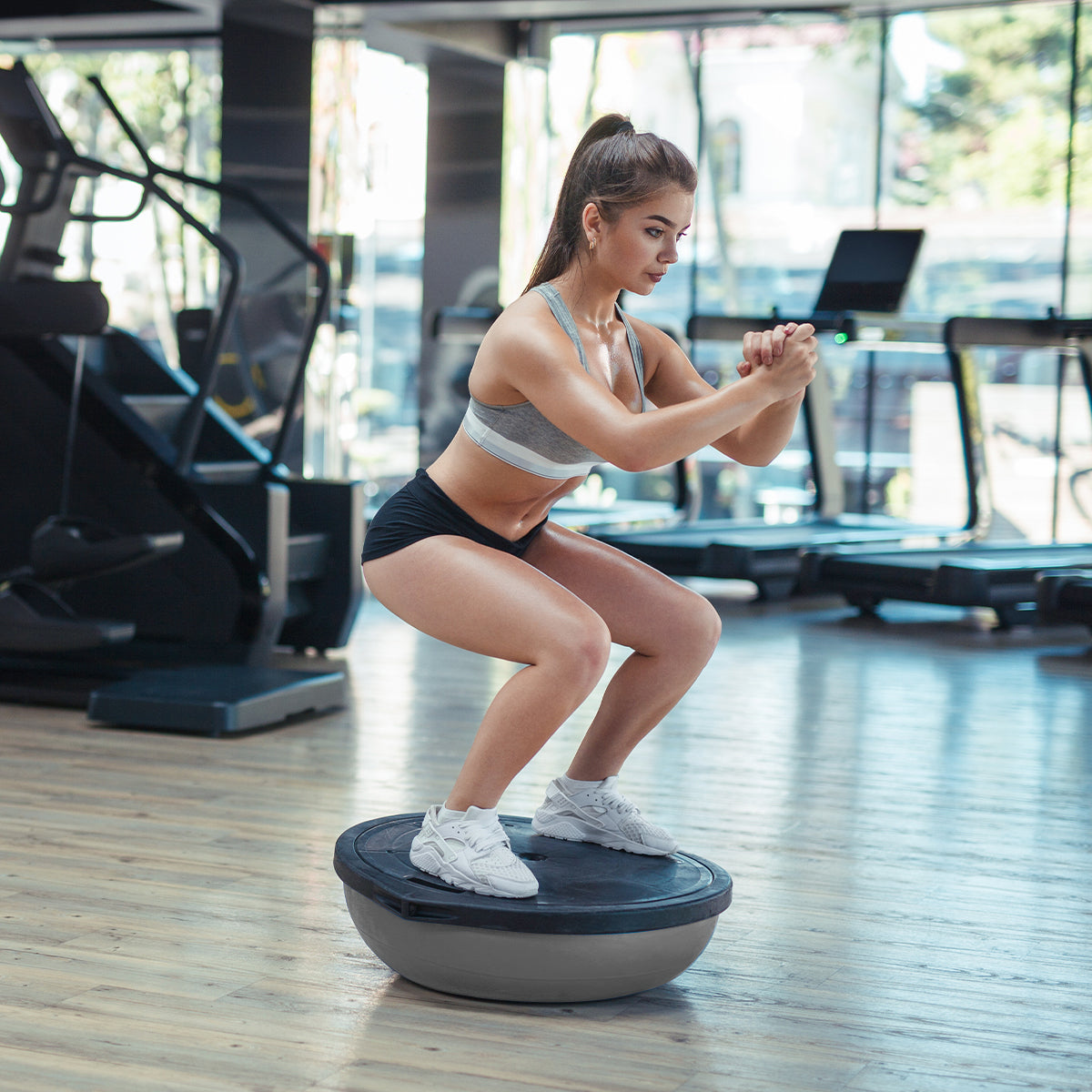 Exercise Bikes: Powertrain Fitness Yoga Ball Home Gym Workout Balance Trainer Grey