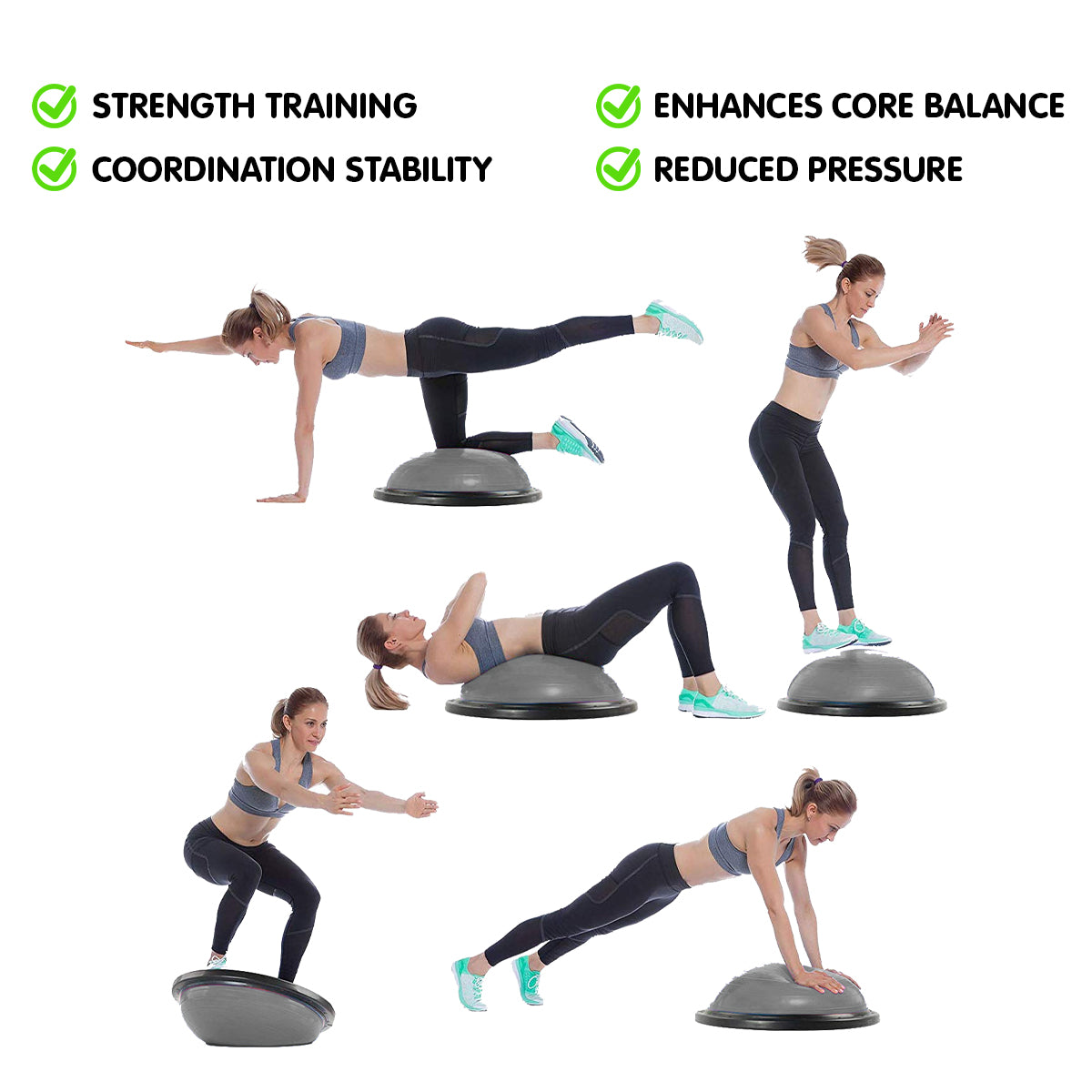 Exercise Bikes: Powertrain Fitness Yoga Ball Home Gym Workout Balance Trainer Grey