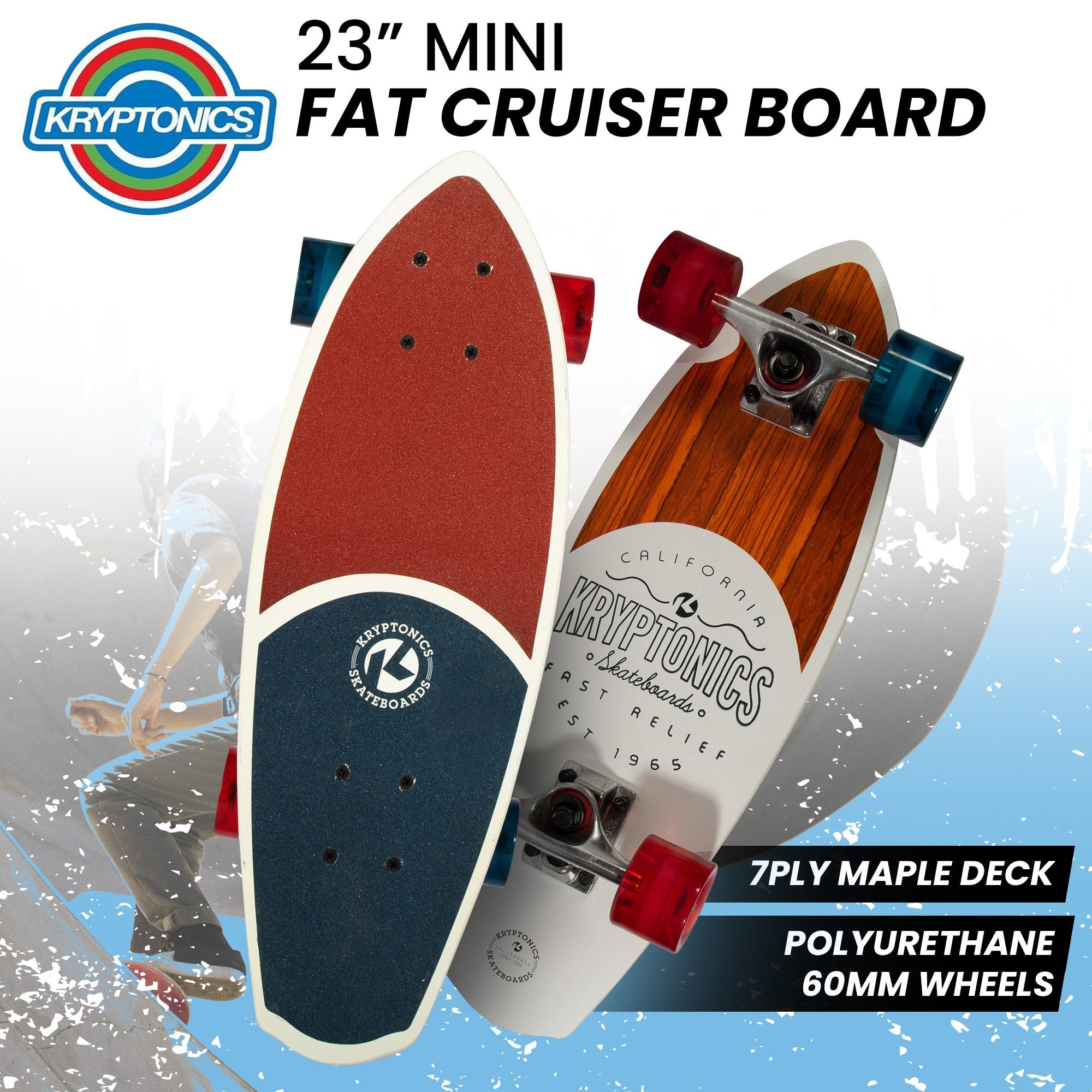 Free Weights: Bravo Sports Kryptonics 23-inch Mini Fat Cruiser Board In Liberty Blue