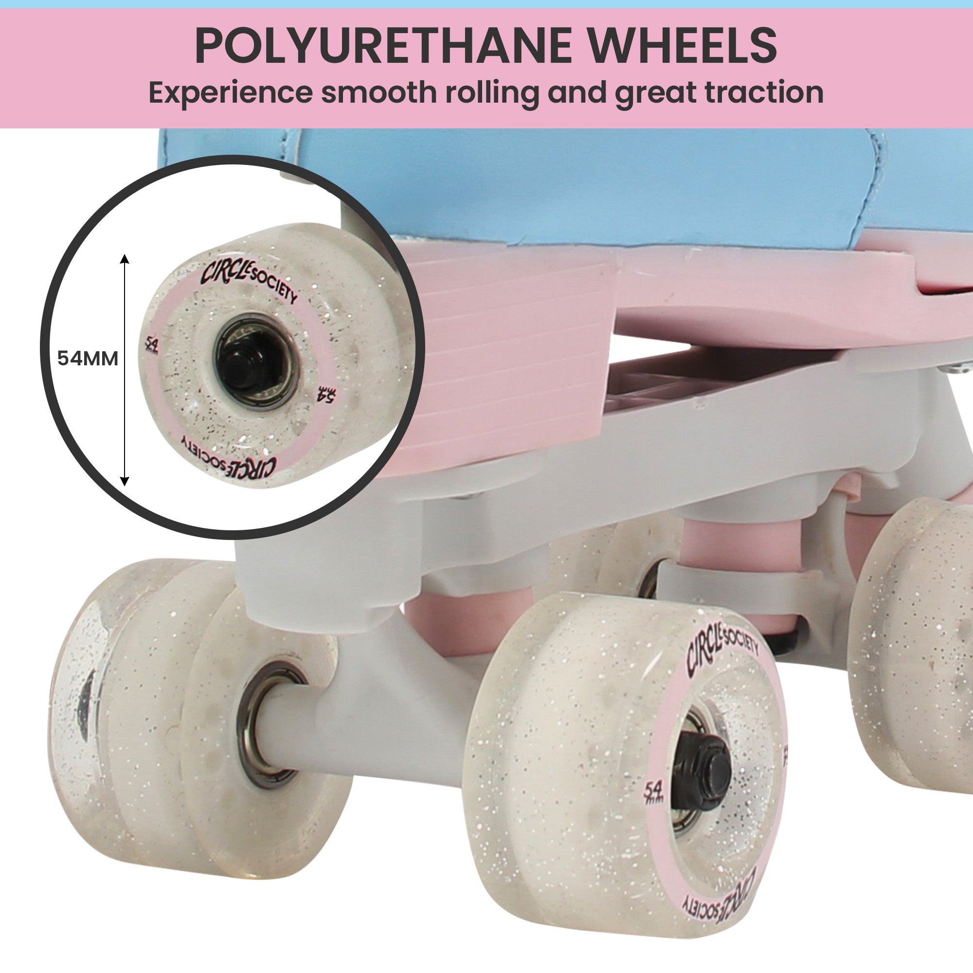 Pool Toys & Inflatables: Circle Society Adjustable Kids Quad Roller Skates In Cotton Candy