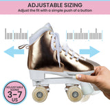 Outdoor Play Equipment: Circle Society Adjustable Quad Kids Roller Skates In Metallic Rose Gold