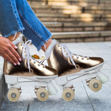 Outdoor Play Equipment: Circle Society Adjustable Quad Kids Roller Skates In Metallic Rose Gold