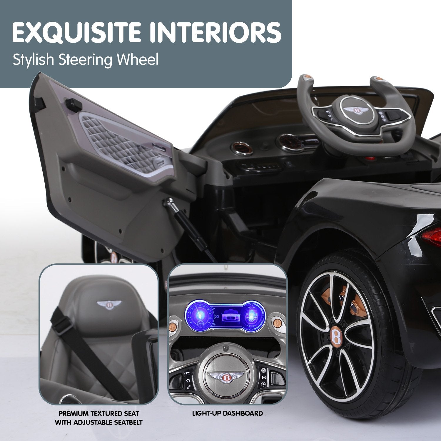 Ride On Cars: Kahuna Bentley Exp 12 Licensed Speed 6E Electric Kids Ride On Car Black