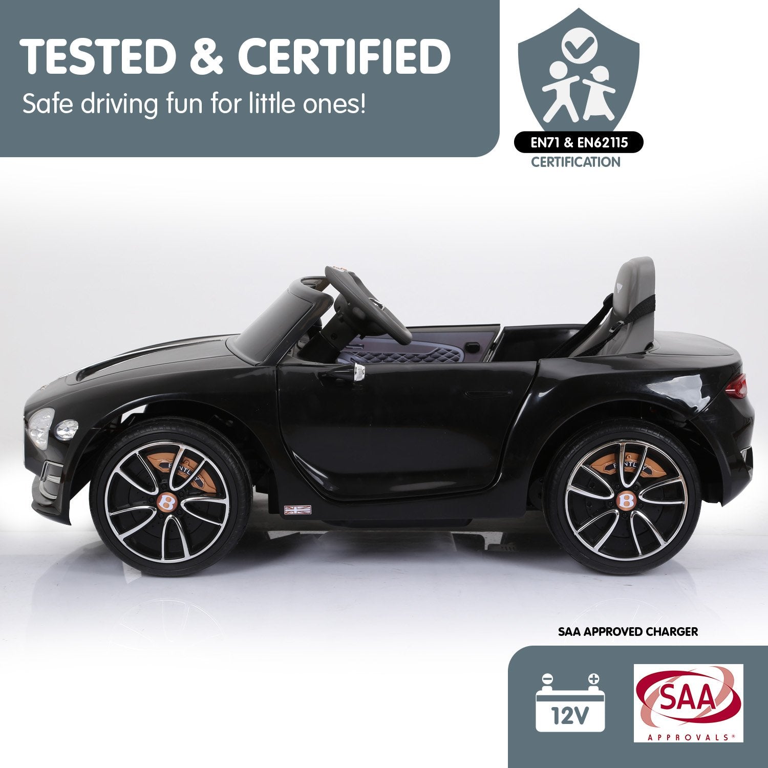 Ride On Cars: Kahuna Bentley Exp 12 Licensed Speed 6E Electric Kids Ride On Car Black