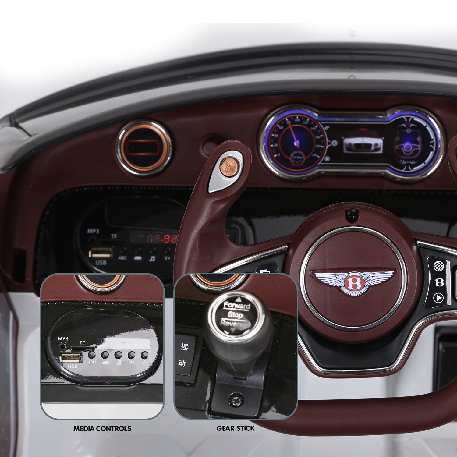 Ride On Cars: Kahuna Bentley Exp 12 Speed 6E Licensed Kids Ride On Electric Car Remote Control - White