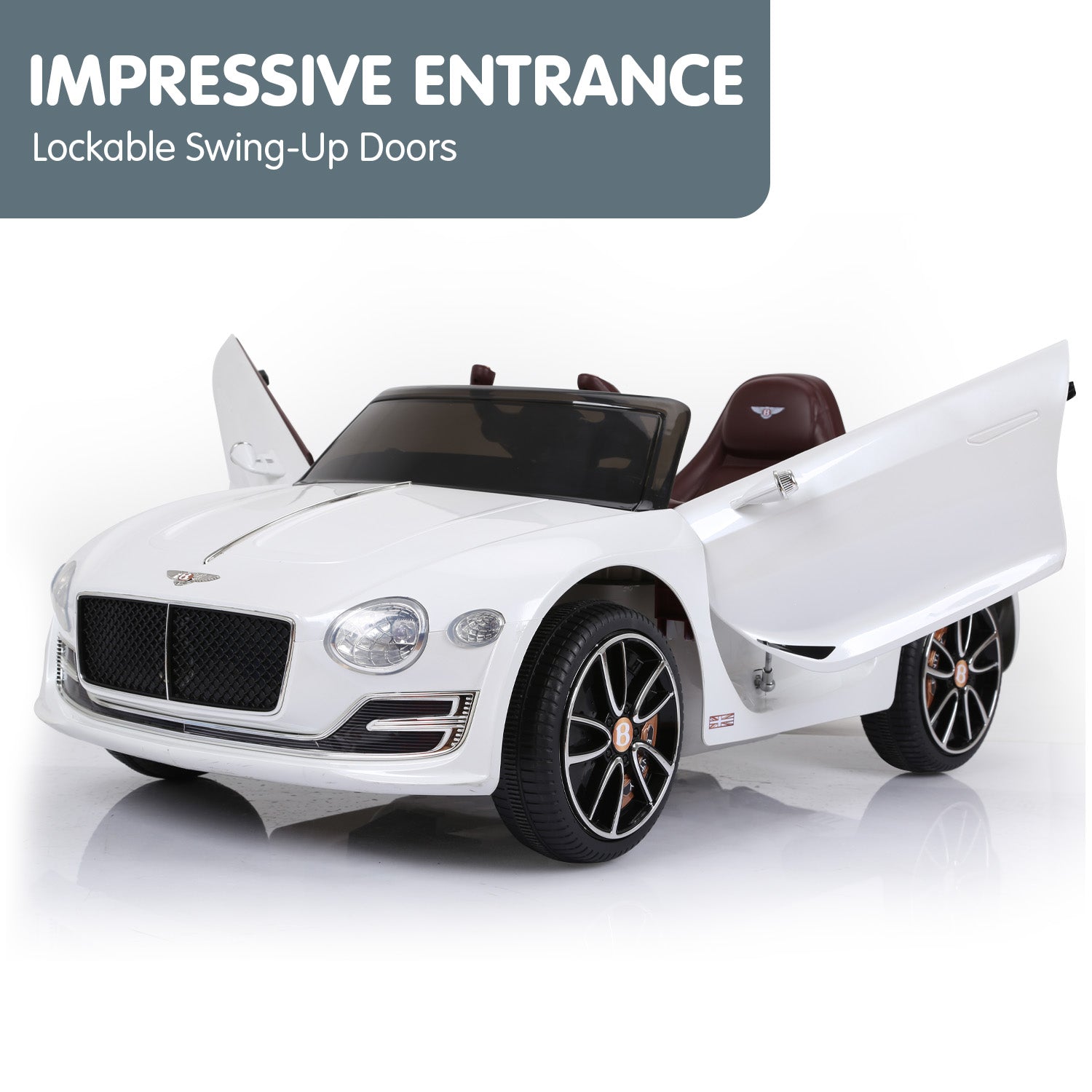 Ride On Cars: Kahuna Bentley Exp 12 Speed 6E Licensed Kids Ride On Electric Car Remote Control - White