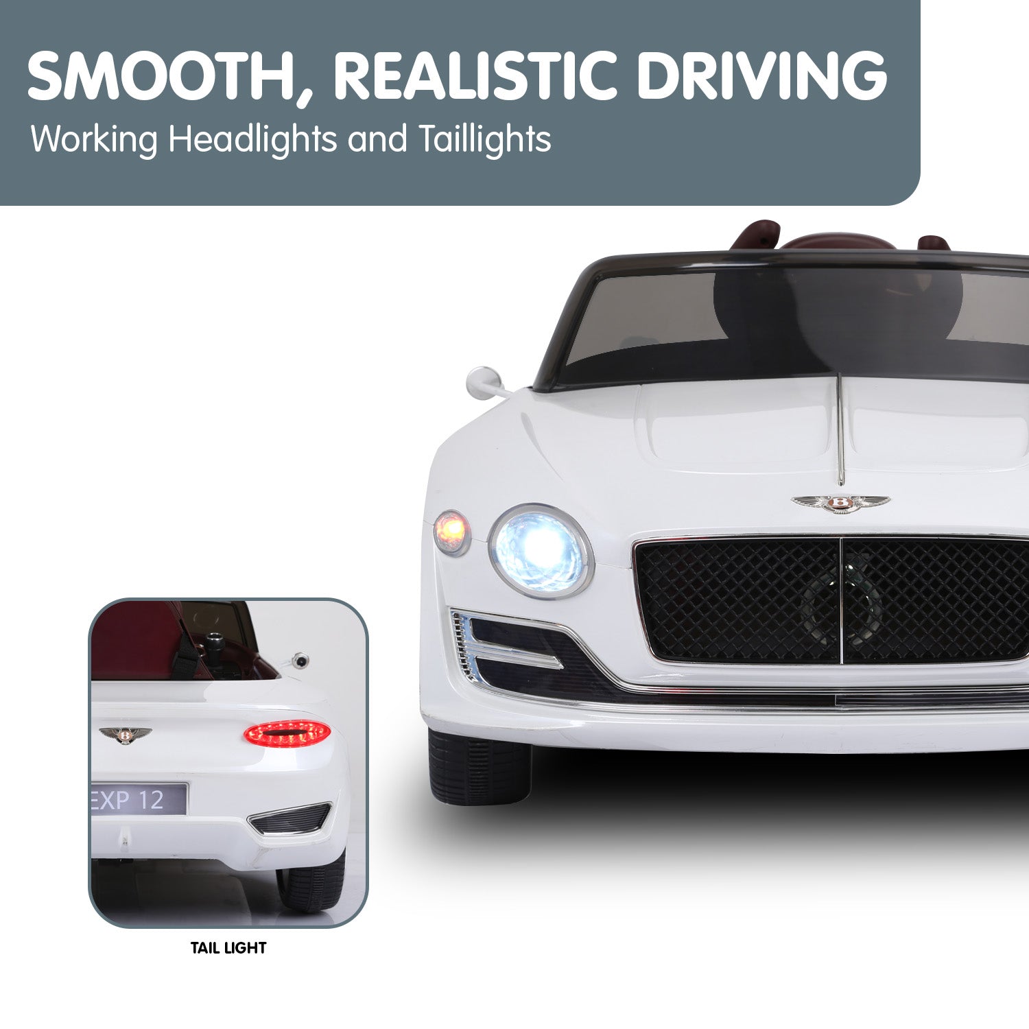 Ride On Cars: Kahuna Bentley Exp 12 Speed 6E Licensed Kids Ride On Electric Car Remote Control - White
