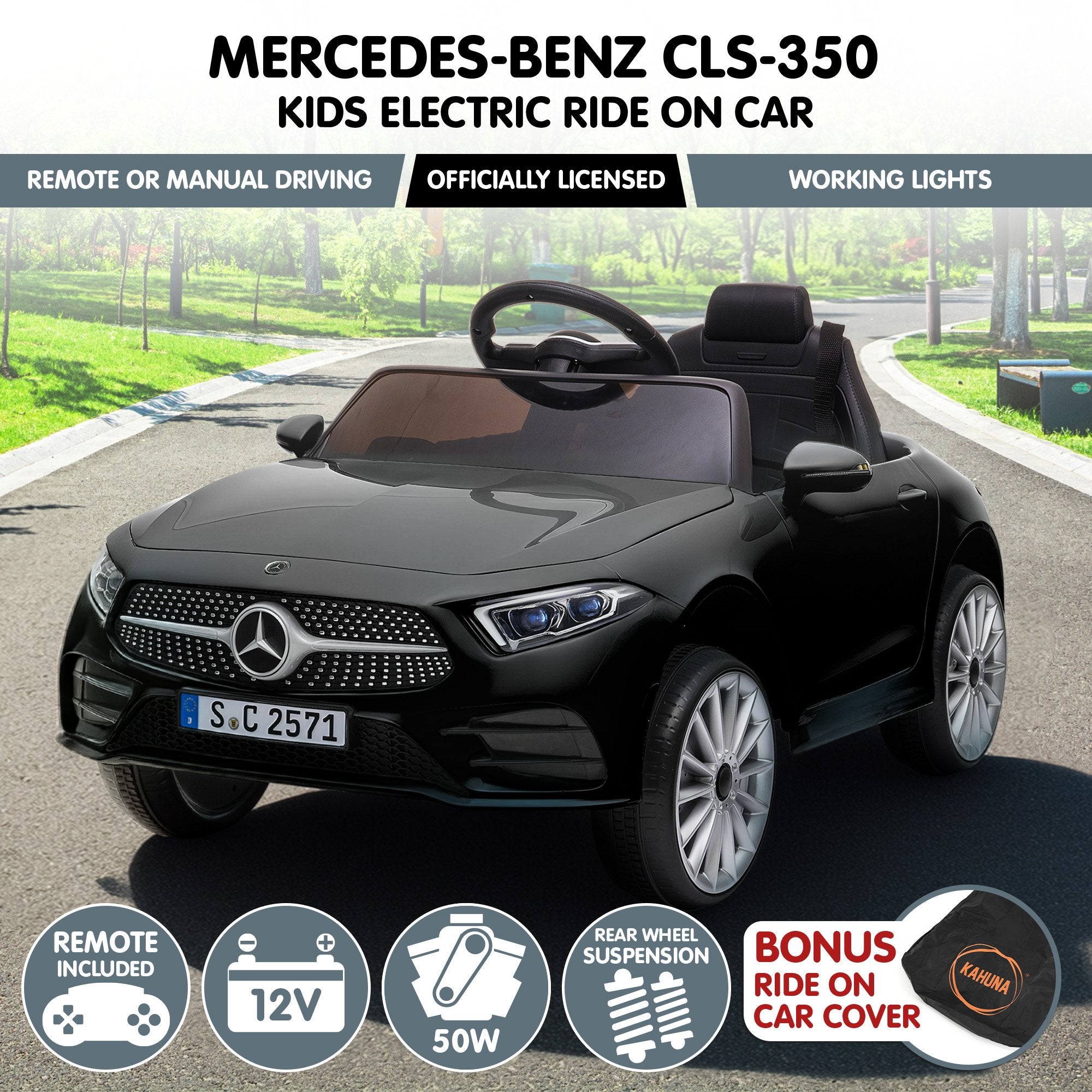 Ride On Cars: Kahuna Mercedes Benz CLS 350 Kids Electric Ride On Car with Remote Control - Black
