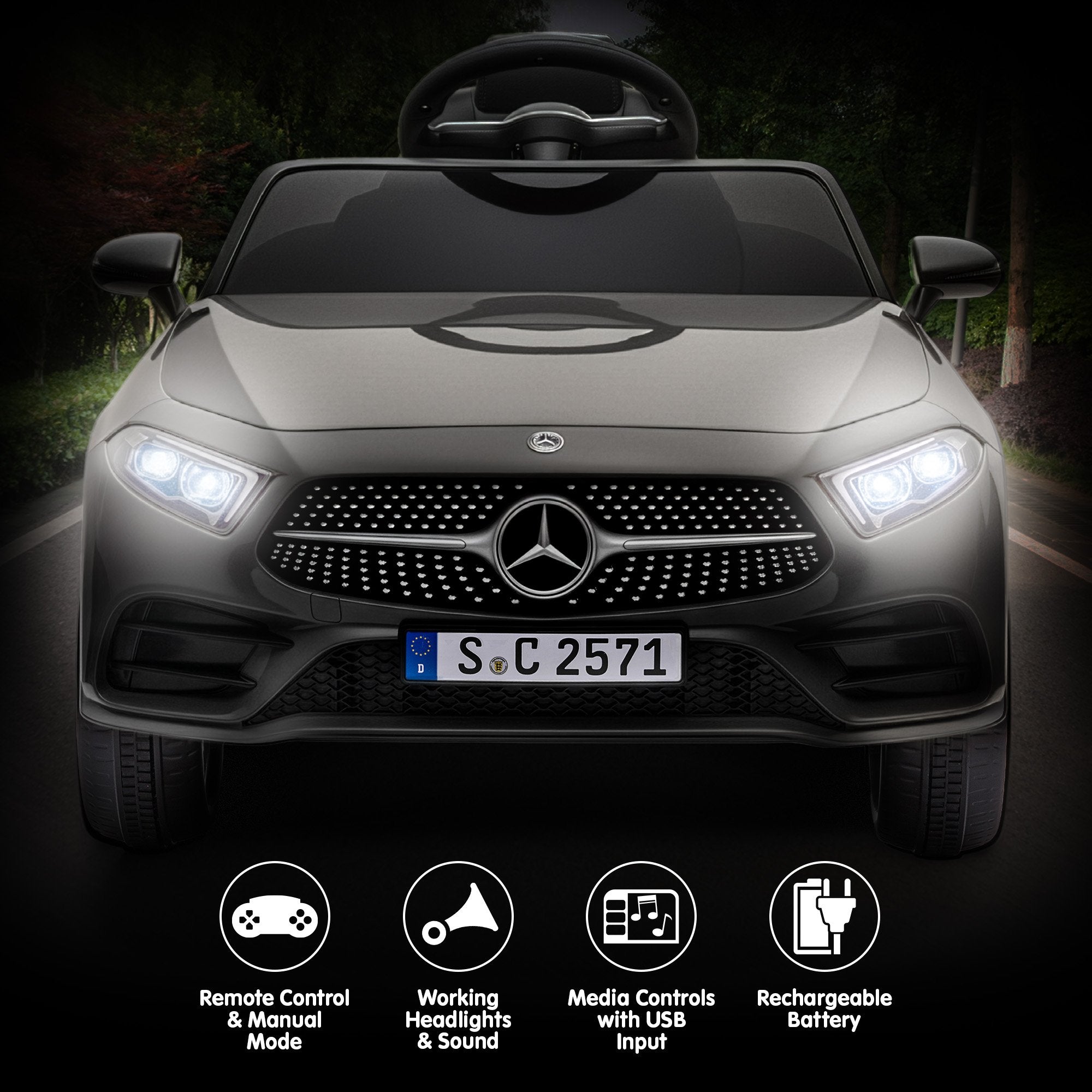 Ride On Cars: Kahuna Mercedes Benz CLS 350 Kids Electric Ride On Car with Remote Control - Black