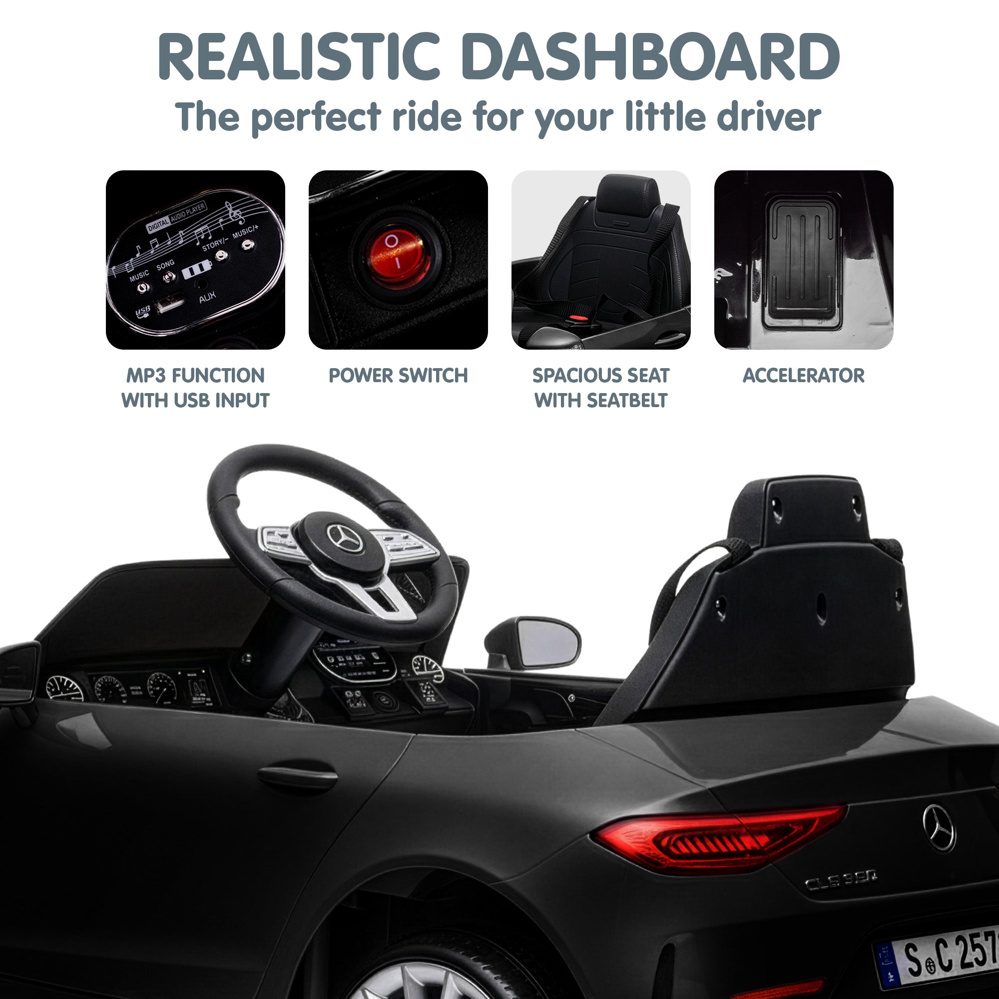 Ride On Cars: Kahuna Mercedes Benz CLS 350 Kids Electric Ride On Car with Remote Control - Black