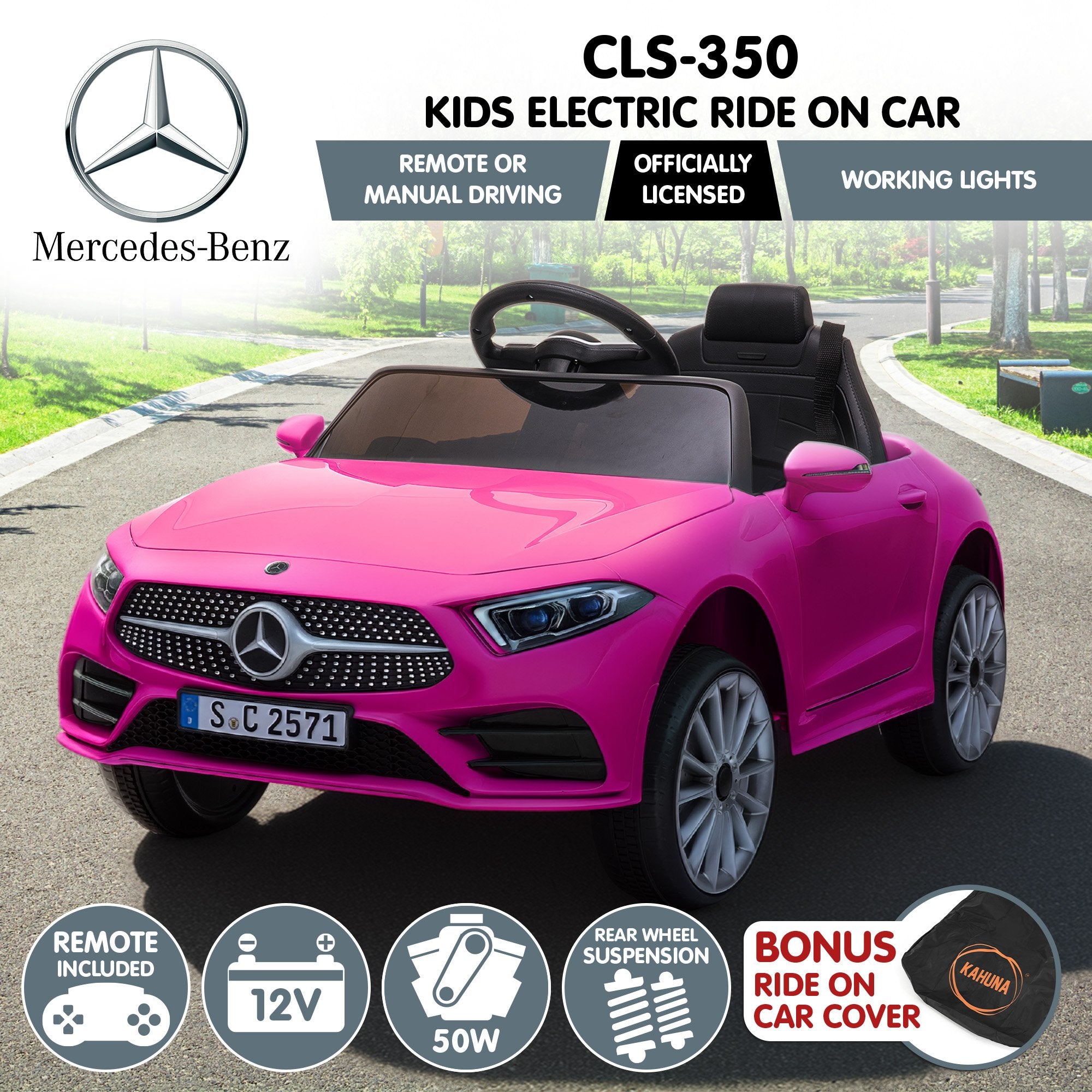 Ride On Cars: Kahuna Mercedes Benz CLS 350 Kids Electric Ride On Car with Remote Control - Pink