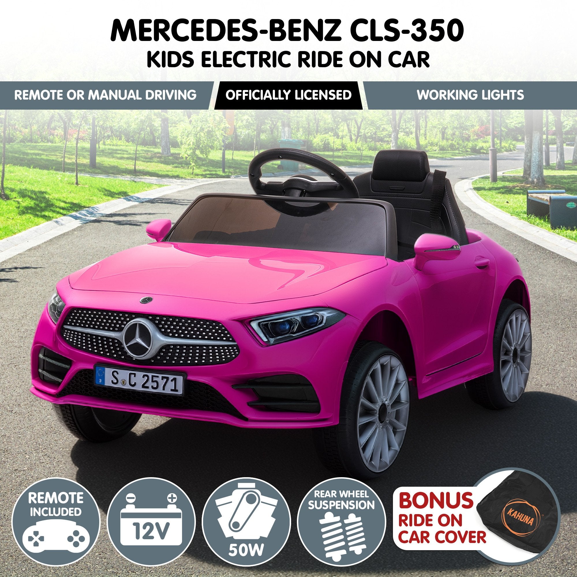 Ride On Cars: Kahuna Mercedes Benz CLS 350 Kids Electric Ride On Car with Remote Control - Pink