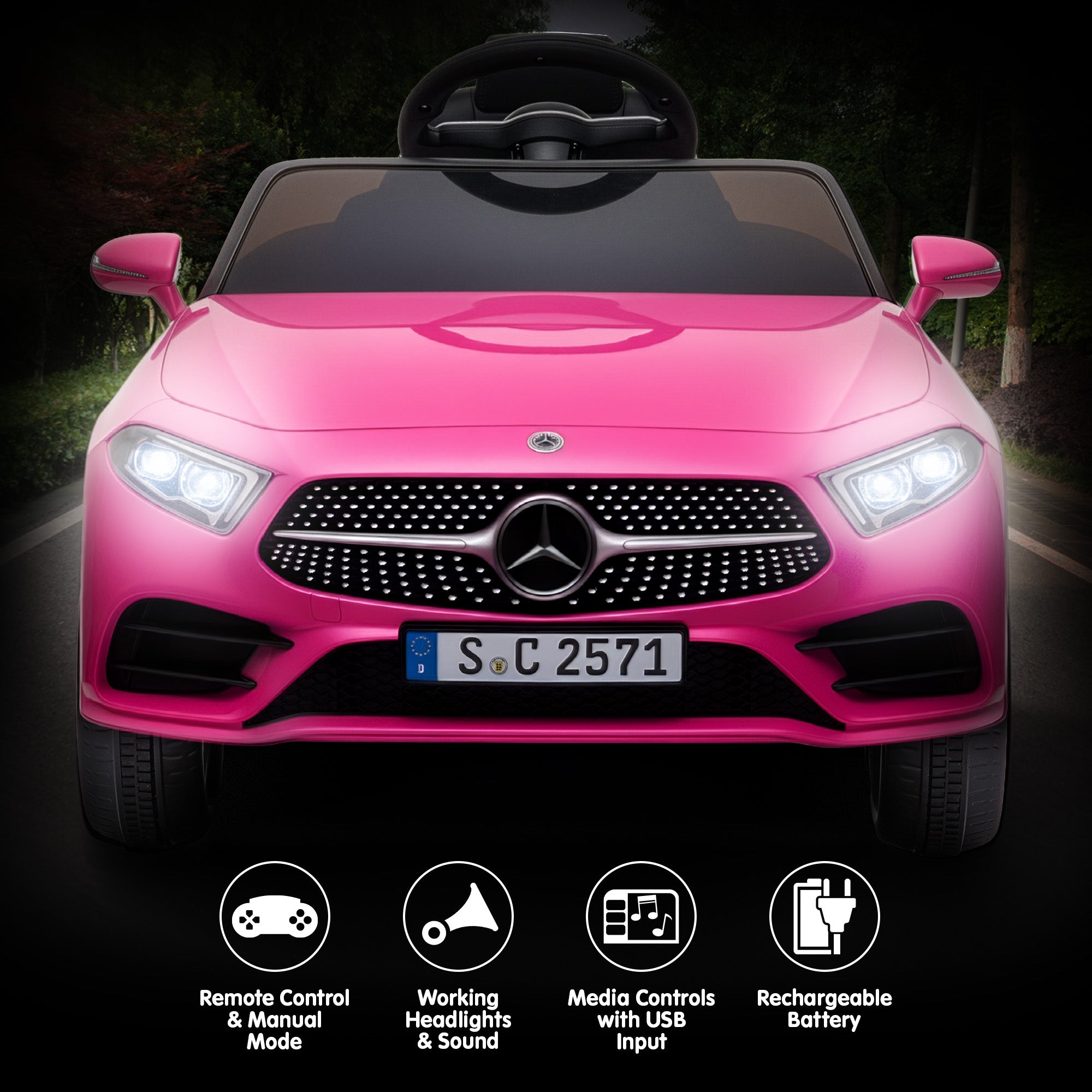 Ride On Cars: Kahuna Mercedes Benz CLS 350 Kids Electric Ride On Car with Remote Control - Pink